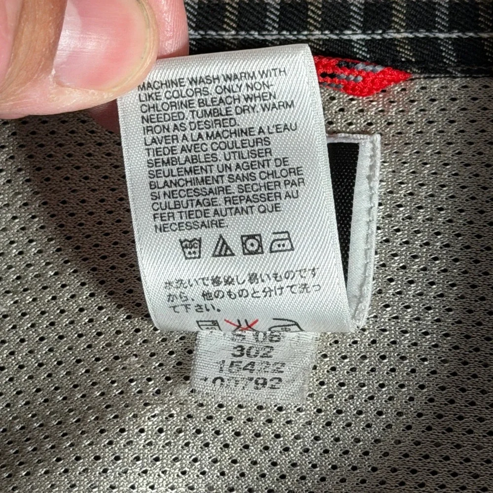The North Face Mens Large Black White Grid Check Long Sleeve Button Down Shirt